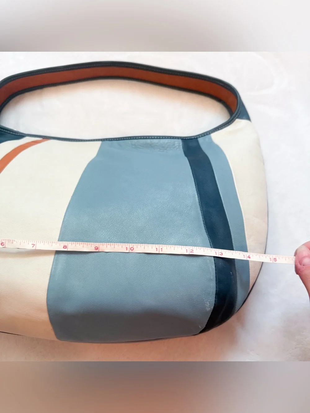 Vintage Coach Rare Ergo Y2K Blue Striped Leather Large Hobo Bag 9298 *Flaws* GUC